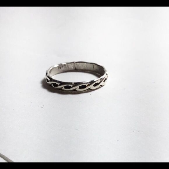 Ring, Minimalist Sterling Silver Band Ring, Braided, NEW, Handmade - Picture 6 of 9